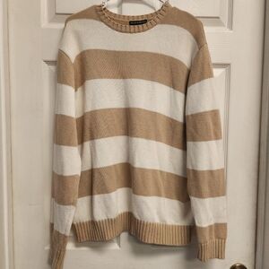 Brandy Melville Tan and White Striped Sweater